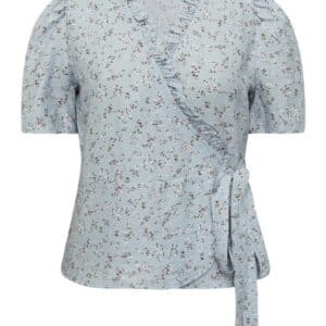 A-View - Bluse - Peony wrap blouse - Light blue/off white