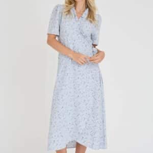 A-View - Kjole - Peony dress - Light blue/off white
