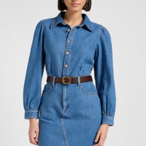 Long Sleeve kjole - Fine Blue