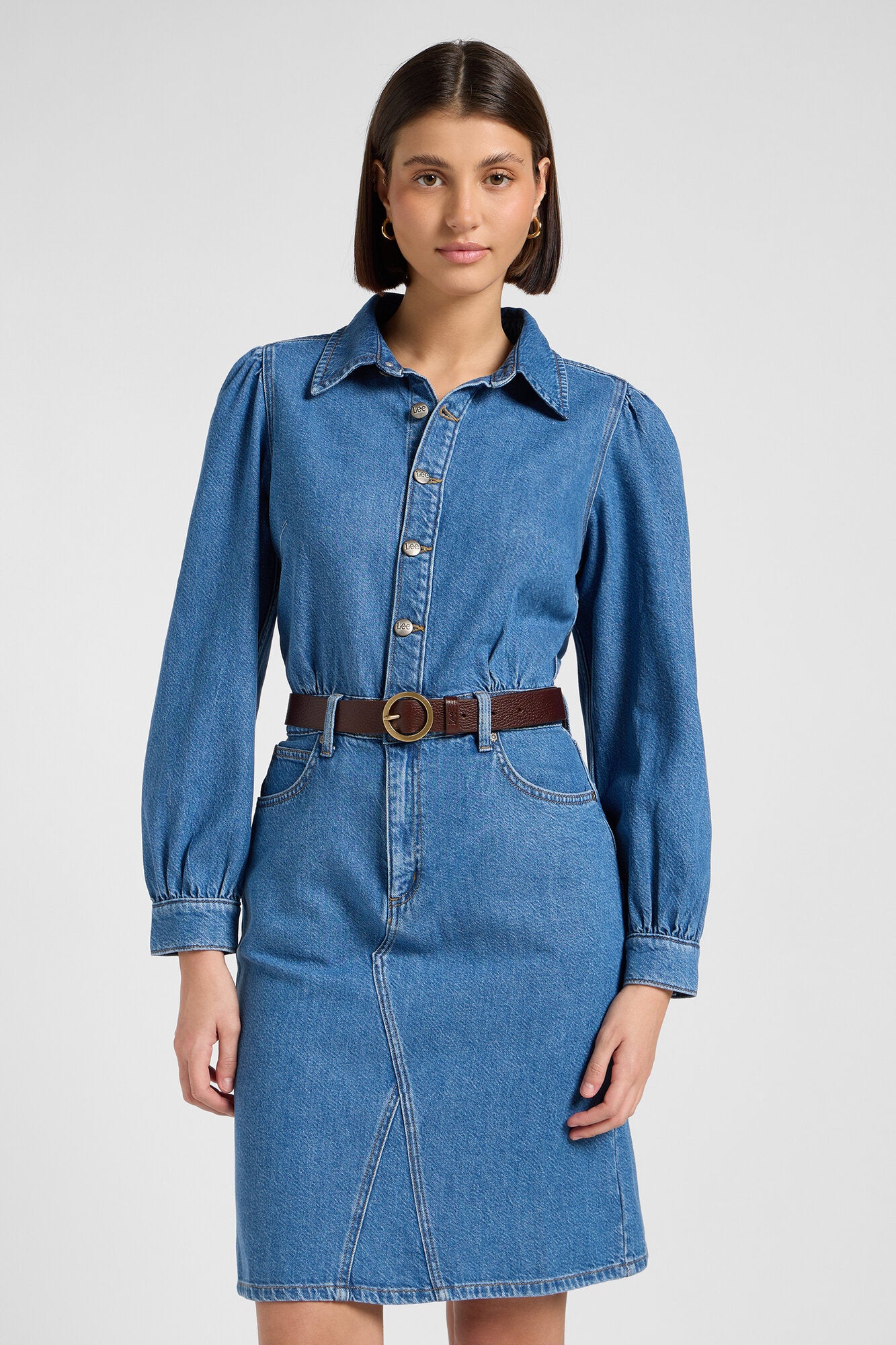 Long Sleeve kjole - Fine Blue