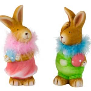 Stor påskehare med fjerkrans - Med blå fjerkrans