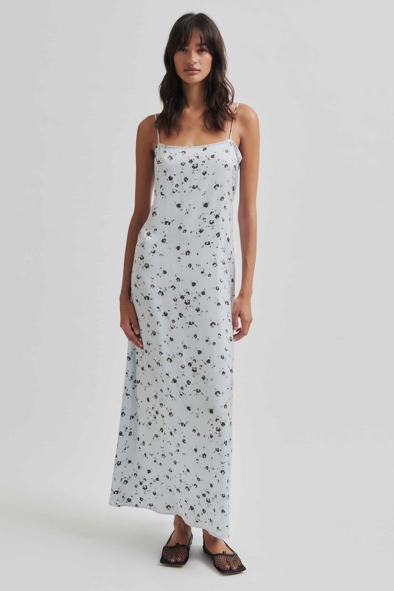 Adira lang stropkjole - Gray Dawn