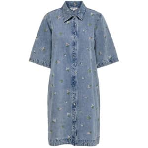 Only dame kjole ONLVERA-BELLE - Light Blue Denim Flower emb