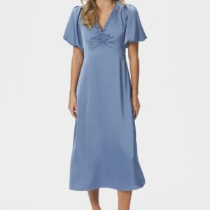 Illana Heavy Sateen kjole - Smoke Blue