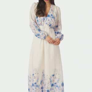 Silfi Flower Print kjole - blå