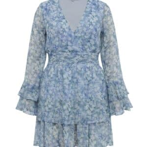A-View - Kjole - Florella Short Dress - Blue/Off White