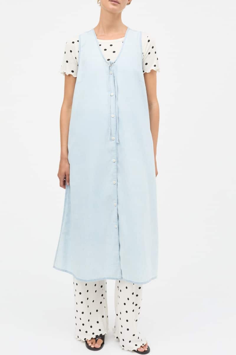 Mads Nørgaard - Kjole - Air Denim Pauline Dress - Sunbleached Blue