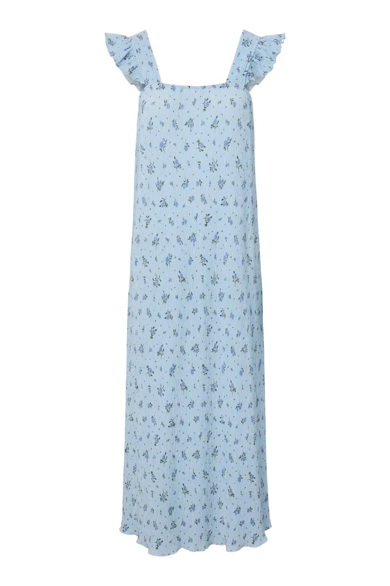 Pieces - Kjole - Flora Strap Flounce Dress - Cashmere Blue Blue flowers
