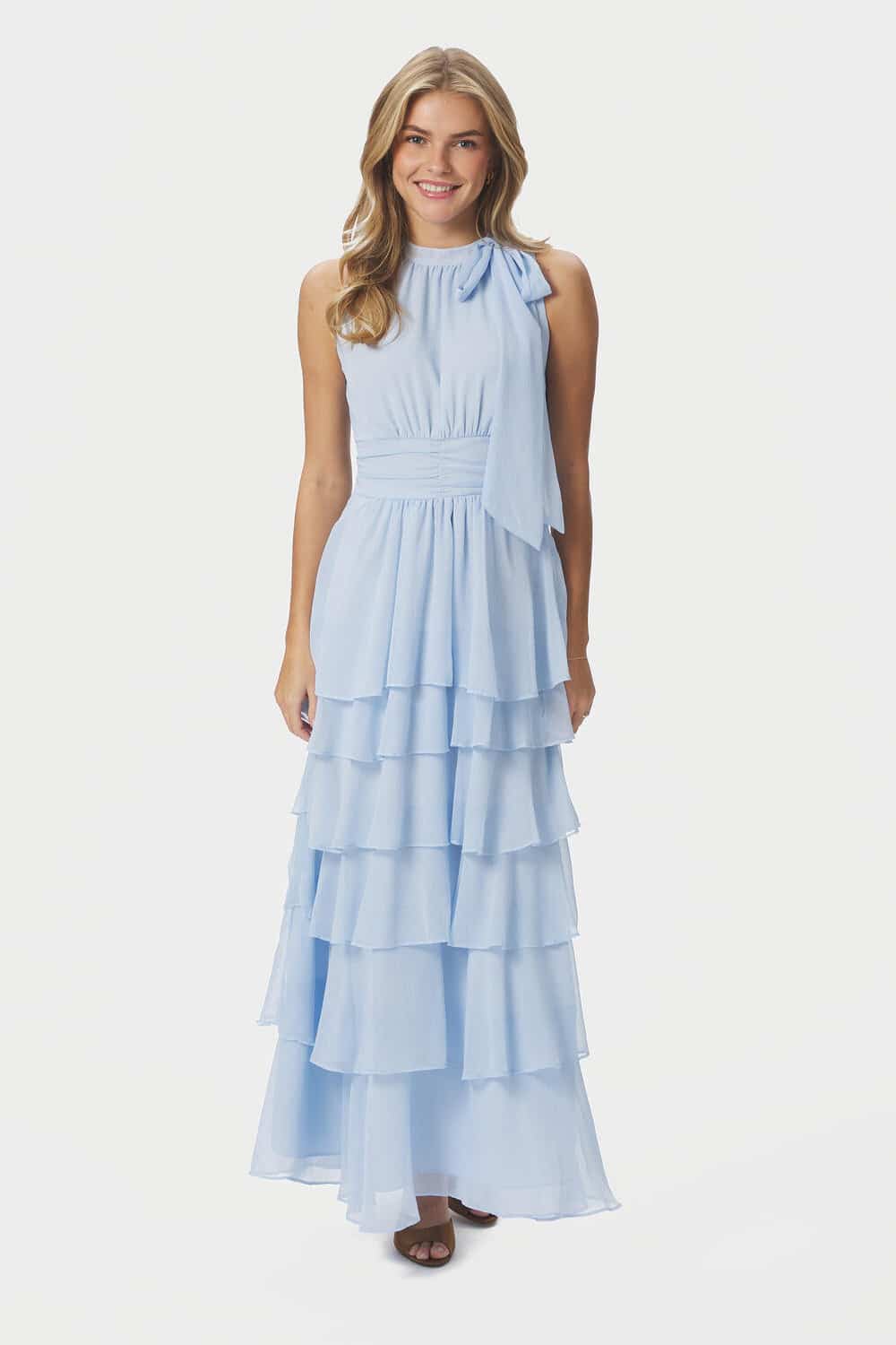 Marli Solid Chiffon kjole - lyseblå