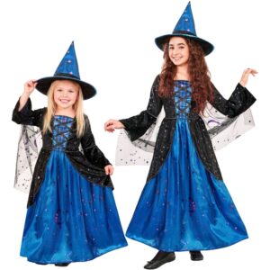 Blå/Sort Heks Børnekostume