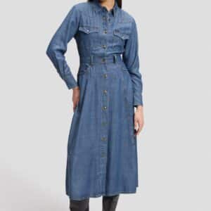 Western Mid Calf kjole - Classic Blue