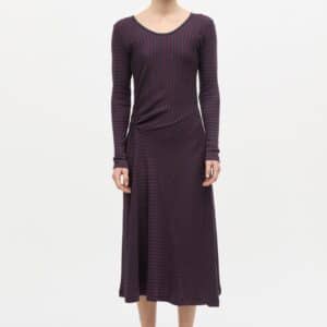 2X2 Cotton Stripe Severa midi kjole - Sky Captain/Winetasting